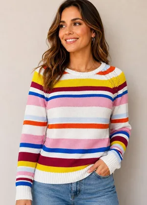GAP Womens‎ XS Multicolor Stripe Cotton Knit Crewneck Sweater Pullover Preppy thumbnail 1