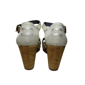 TOMS‎ Cream Ankle Strap Woven Cork Wedge Sandals Size 8 1000251216 thumbnail 4