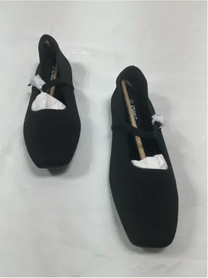 Athmile Women’s Slip On Mary Jane Flats 11 Black Mesh Square Toe Strap Solid thumbnail 1