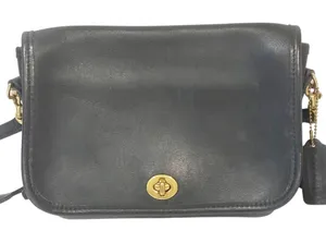 Vintage Coach A9C-9755 Penny Black Leather Pocket Purse Shoulderbag‎ thumbnail 1
