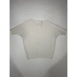 Vila Milano Womens Cream Ribbed Knit Short Sleeve Sweater Scoop Neck Top Size M thumbnail 2