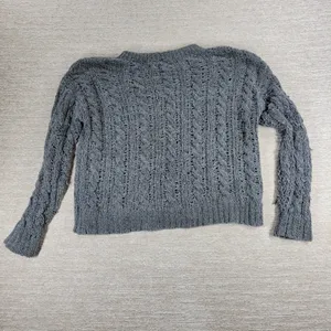 American Eagle Cable Knit Sweater Womens Small Gray Soft Cropped Crewneck Cozy thumbnail 7