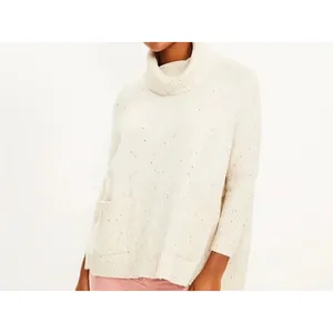 LOFT Speckled‎ Cozy Turtleneck Sweater Women's Size S Oversized thumbnail 2