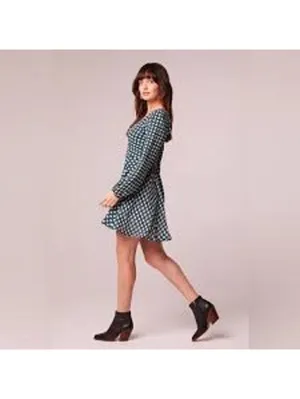 Band of the Free NWT Womens Genevieve Teal Diamond Long Sleeve Mini Dress Size S thumbnail 13