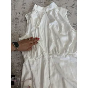 Lulus Classic Elegance White Satin Sleeveless Mock Neck Mini Dress Size large thumbnail 9