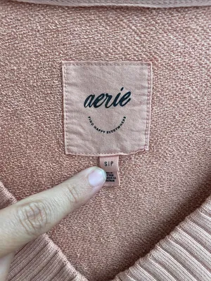 AERIE Relaxed Boyfriend Distressed V-Neck Sweatshirt Burnt Coral Size S thumbnail 7