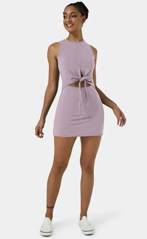 Halara Sleeveless Cut Out Tie Back 2-Piece Pocket Mini Yoga Activity Dress large thumbnail 13