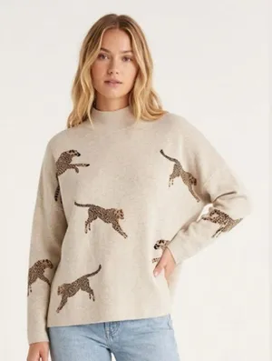 Entro leopard print sweater size large with high side slits thumbnail 1