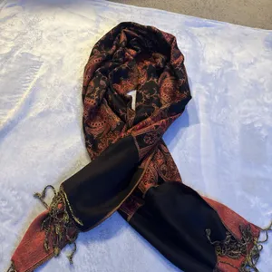 Pashmina Unbranded Viscose Wool & Cotton Blend Scarf Shawl,Paisley, Multicolored Scarf thumbnail 3