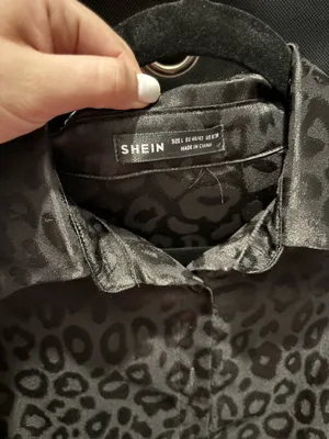 SheIn Black leopard silk button down thumbnail 2