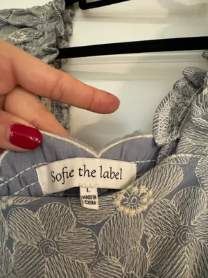 Sofie the Label Midi Floral Dress Blue Gray Size L thumbnail 5