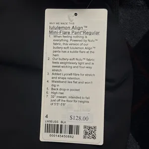 Lululemon Align High Rise Mini Flare Pant Regular Size 4 Color: Black New $128 thumbnail 4
