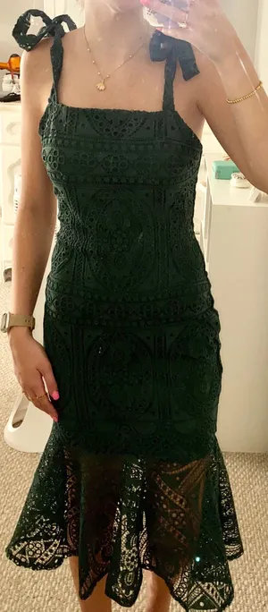 These Three Boutique Shoulder Tie Lace Midi Dress thumbnail 2