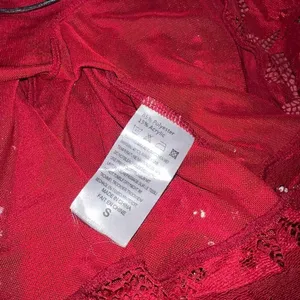 Red lingerie lacy lace slip sling skirt babydoll dress size S thumbnail 7