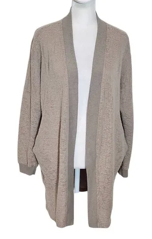 Silence + Noise Brown Distressed Open Knit Cardigan Size Small Tan Cardigan thumbnail 1