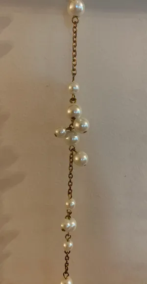 Gold And White Pearl Beaded Necklace thumbnail 2