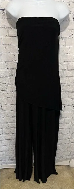 White House Black Market WHBM Black Pant Jumpsuit Strapless Stretch Medium thumbnail 1