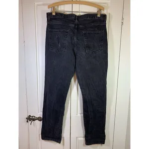 We The Free People‎ Distressed Black Jeans 30 Button Fly Denim Actual 34x29.5 thumbnail 4