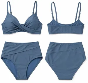 Cupshe Twist Front High-Waist Bikini Set – Slate Blue size 8/10 thumbnail 1