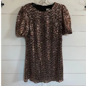 Eliza J Womens Bronze Black Sequin Puff Sleeve Shift Mini Dress‎ Size 10 thumbnail 9