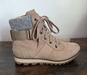 Sorel Lennox Boot Leather Tan Brown Mid Calf Outdoor Gorpcore Utility Women 7.5 thumbnail 1