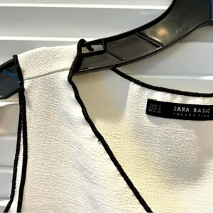 ZARA White Sleeveless Top with Black Trim thumbnail 3