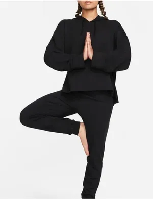 Women's Black Nike Dri Fit Yofa Hoodie Medium Oversized thumbnail 1