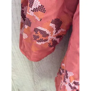 Tantrums Women Rust Terracotta Smocked Off Shoulder Embroidered Rayon Blouse L thumbnail 3