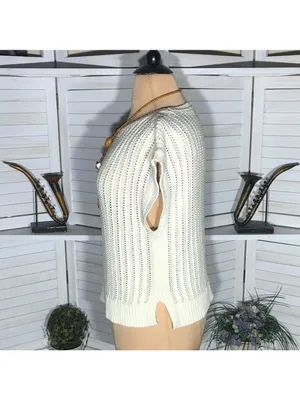 Frye sleeveless top crochet cable knit cream coquette romantic coastal cowgirl L thumbnail 5