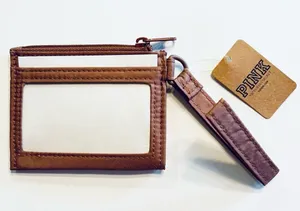 🤎Victoria’s Secret PINK Cardholder Zip Wristlet Strap Keychain / Carmel thumbnail 3