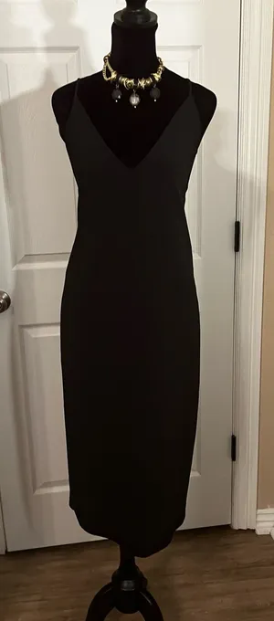 ZARA Black evening simple bridesmaid wedding guest dress thumbnail 1