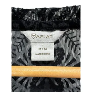Ariat Black Burnout Velvet Sheer‎ Tunic Top Women's M Boho Western Long Sleeve thumbnail 3