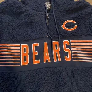 NFL New! Chicago Bears womens navy blue sherpa hoodie size L thumbnail 3