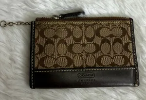 y2k Coach Brown Signature Card Holder Coin Purse thumbnail 1