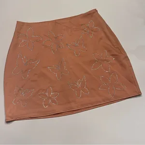 Le Lis Crop Camisole Top‎ & Mini Skirt Set in Nude Peach Rhinestones Size XS/S thumbnail 8