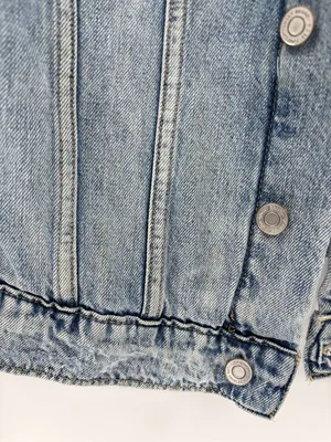 Lucky Brand Women's Boyfriend Trucker Denim Jeans Jacket Distressed Blue small thumbnail 4