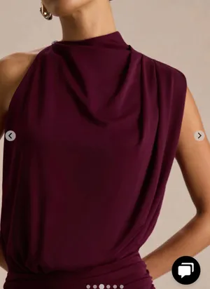 Club London UMAIRA Burgundy High-Neck Maxi Dress thumbnail 3