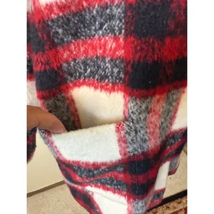 Abercrombie & Fitch Wool Blend Plaid Coat Jacket Red Black White Womens M Winter thumbnail 3