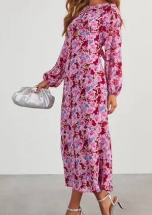 Lush Galata Chiffon Floral Midi Dress thumbnail 1