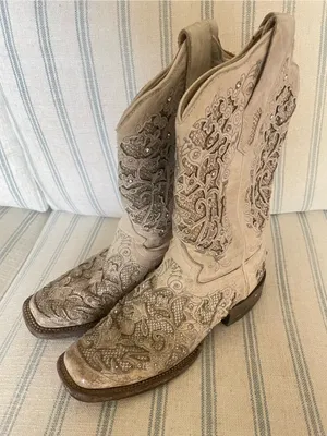 Corral A3397 Glitter Inlay & Crystal Bone Leather Western Boots 8.5 M thumbnail 1
