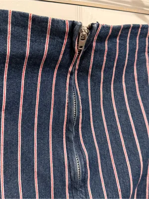Alter’d State Navy Pink Pinstripe Mini Skirt Women’s Large Preppy Cottagecore thumbnail 4
