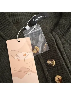 Fashion Crewneck Button Sweater Green thumbnail 7