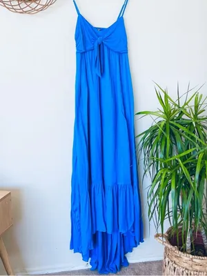 Free People Totally Tubular Open Back Cutout Maxi Dress - Mosaic Blue thumbnail 3