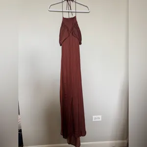 Anthropologie Brown Halter Maxi Dress thumbnail 3