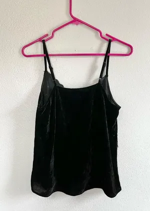 [Maeve] Black Velvet Cut Out Tank Top- XS thumbnail 3