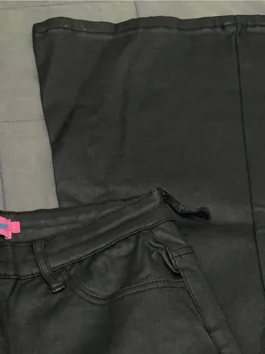 Edikted black leather pants with adjustable waist #leather #biker belt loops torn thumbnail 4