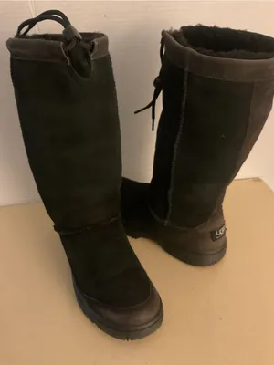 UGG women black suede Ul Tall Black Suede & Leather knee high Boots US 7 thumbnail 5