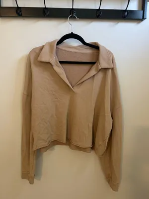 Vuori Sedona Cropped Polo Shirt Sweatshirt Tan thumbnail 3