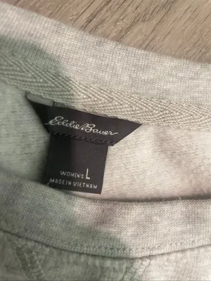 Eddie Bauer Light Gray Crewneck Sweatshirt with Navy Tag thumbnail 2