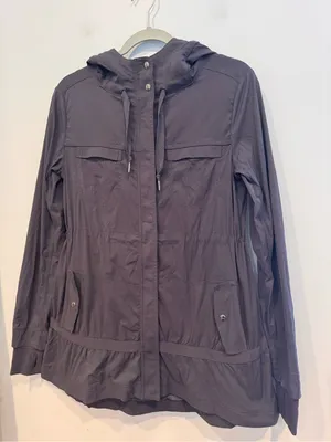 Lululemon Apres Practice Anorak Jacket Coal Grey Pinstripe Size 4 thumbnail 3